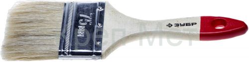 ЗУБР УНИВЕРСАЛ, 75 мм, 3″, светлая натуральная щетина, деревянная ручка, все виды ЛКМ, плоская кисть (4-01001-075)