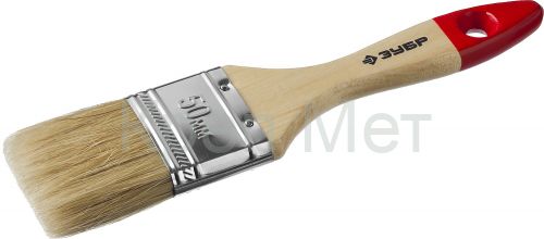 ЗУБР УНИВЕРСАЛ, 50 мм, 2″, светлая натуральная щетина, деревянная ручка, все виды ЛКМ, плоская кисть (4-01003-050)