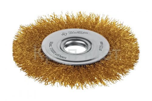 ЗУБР 125х22 мм щетка дисковая для УШМ, витая стальная латунированная проволока 0.3 мм, посад. 22 мм (35171-125)