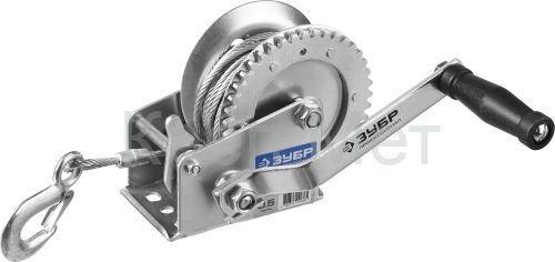 ЗУБР 0.5 т, 8 м, ручная барабанная тяговая тросовая лебедка, Профессионал (43113-0.5)