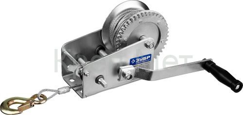 ЗУБР 0.9 т, 8 м, ручная барабанная тяговая тросовая лебедка, Профессионал (43113-0.9)