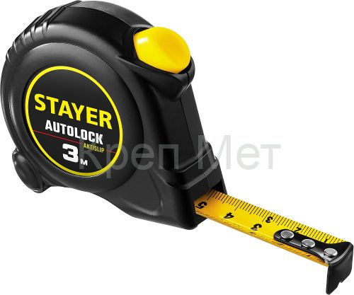 STAYER AutoLock, 3 м х 16 мм, рулетка с автостопом (2-34126-03-16)