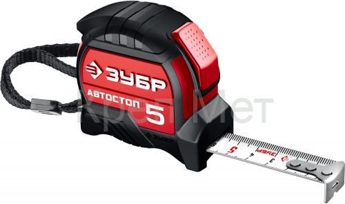 ЗУБР Автостоп, 5 м х 19 мм, рулетка с автостопом (34052-05-19)