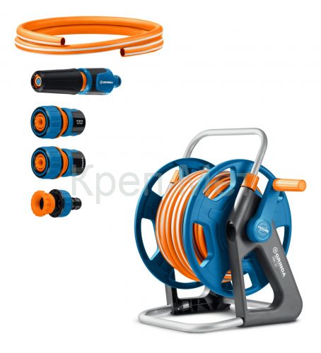 GRINDA HRK-25, шланг 25м x 1/2″, поливочный набор 4 предмета, стальные опоры, катушка со шлангом в комплекте ProLine (428460)