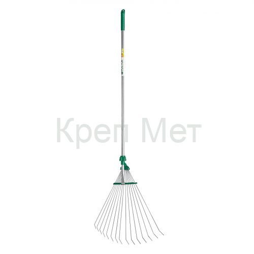 POCTOK РВ-15, 170-570 мм, длина 1180 мм, стальная рабочая часть, алюминиевый черенок, регулируемые веерные грабли (39640)