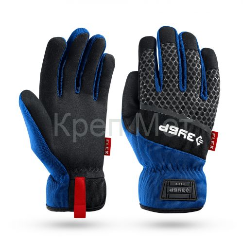 ЗУБР FLEX р.L (9), синие, профессиональные комбинированные перчатки, работа с сенсорными экранами, Профессионал (11477-L)