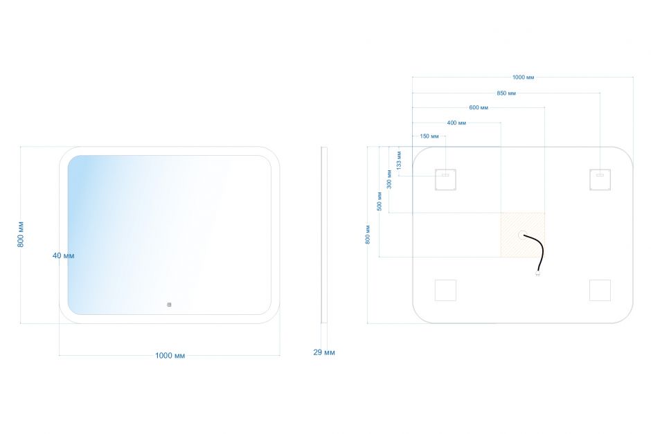Зеркало ABBER See AG6109SL-1.0 с подсветкой, сенсорный выключатель, диммер ФОТО