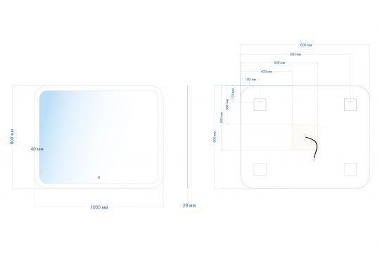 Зеркало ABBER See AG6109SL-1.0 с подсветкой, сенсорный выключатель, диммер схема 3