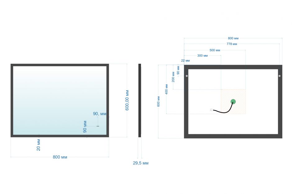 Зеркало ABBER See AG6110SCL-0.8 с подсветкой, бесконтактный выключатель, диммер, черный ФОТО