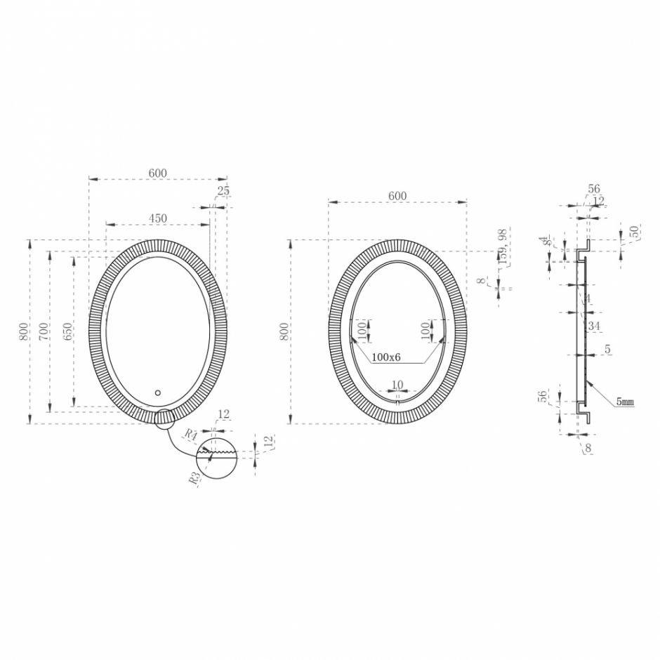 Зеркало для ванной ABBER Stein AS6601Blau с подсветкой ФОТО