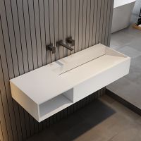 Тумба с раковиной ABBER Stein AS2640-1.0 L подвесная, белая матовая схема 1