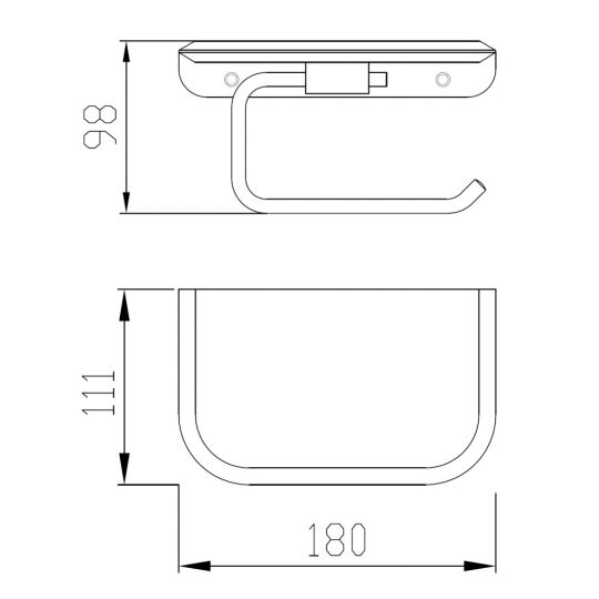 Бумагодержатель с полкой для телефона ABBER Nord AA1530 хром схема 2