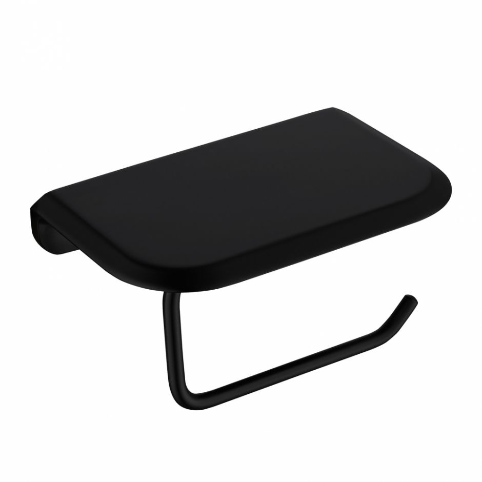 Изображение Бумагодержатель с полкой для телефона ABBER Nord AA1530B черный матовый