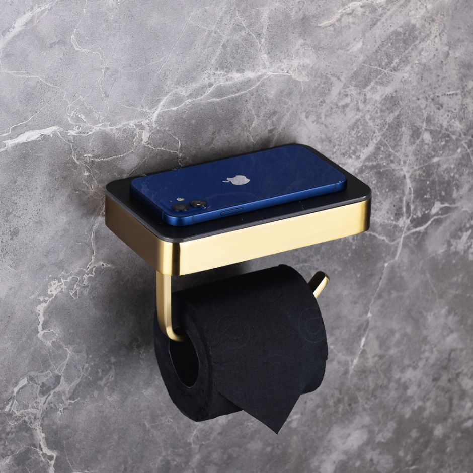 Бумагодержатель с полкой для телефона ABBER Westen AA1730G золото ФОТО