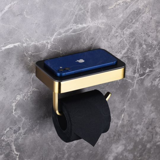 Бумагодержатель с полкой для телефона ABBER Westen AA1730G золото схема 4