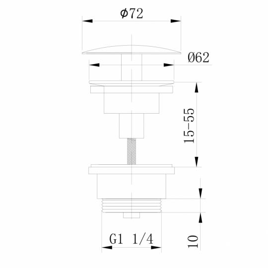 Донный клапан ABBER AF0012NG без перелива, фиксированный, никель схема 2