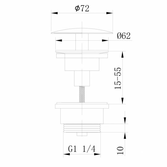 Донный клапан ABBER AF0012SP без перелива, фиксированный, сатин схема 2 Донный клапан ABBER AF0012SP без перелива, фиксированный, сатин схема 2