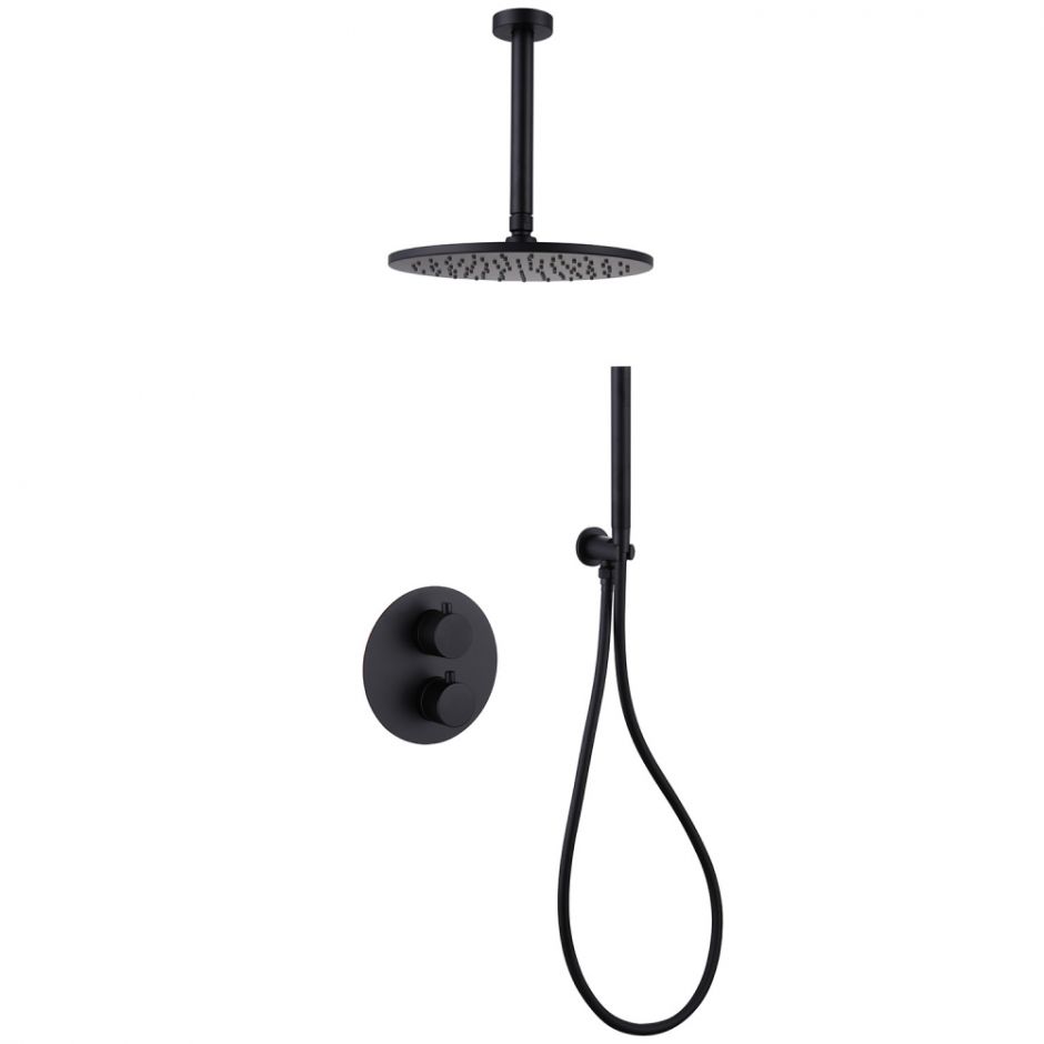 Изображение Душевая система ABBER Wasser Kreis AF8121B скрытого монтажа без излива, черная матовая