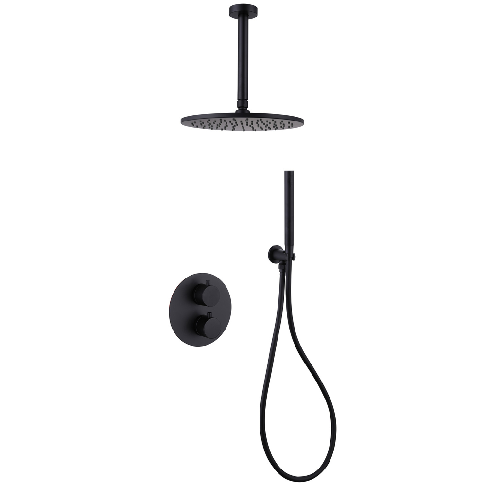 Душевая система ABBER Wasser Kreis AF8121B скрытого монтажа без излива, черная матовая цена от 32 100 ₽ Фото Душевая система ABBER Wasser Kreis AF8121B скрытого монтажа без излива, черная матовая