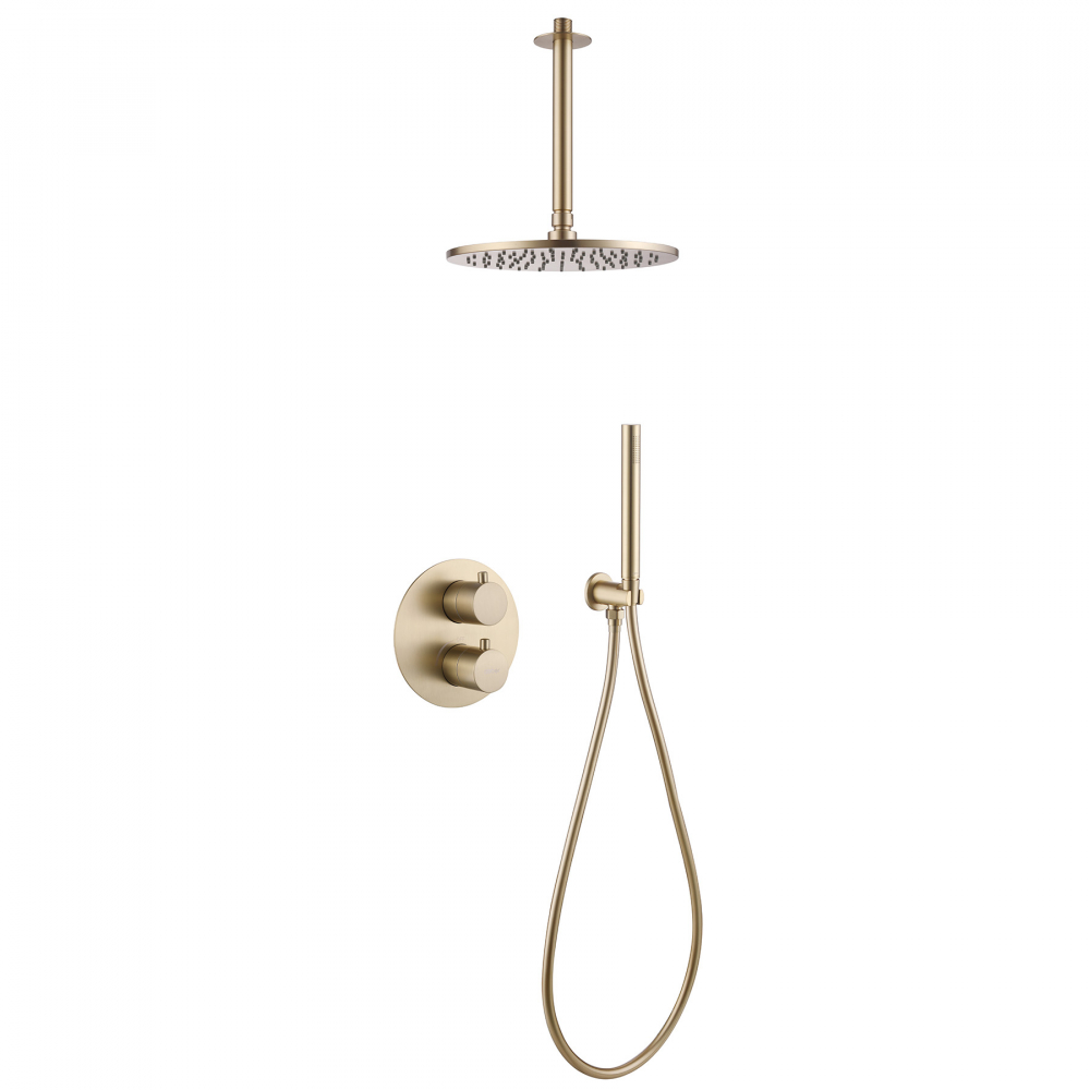 Душевая система ABBER Wasser Kreis AF8121G скрытого монтажа без излива, золото матовое цена от 42 000 ₽ Фото Душевая система ABBER Wasser Kreis AF8121G скрытого монтажа без излива, золото матовое