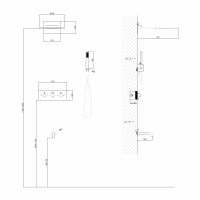 Душевая система ABBER Wasser Kreis AF8150 скрытого монтажа с изливом, термостат, хром схема 2