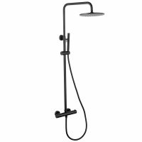 Душевая стойка ABBER Wasser Kreis AF8160B с термостатом без излива, черная матовая схема 1