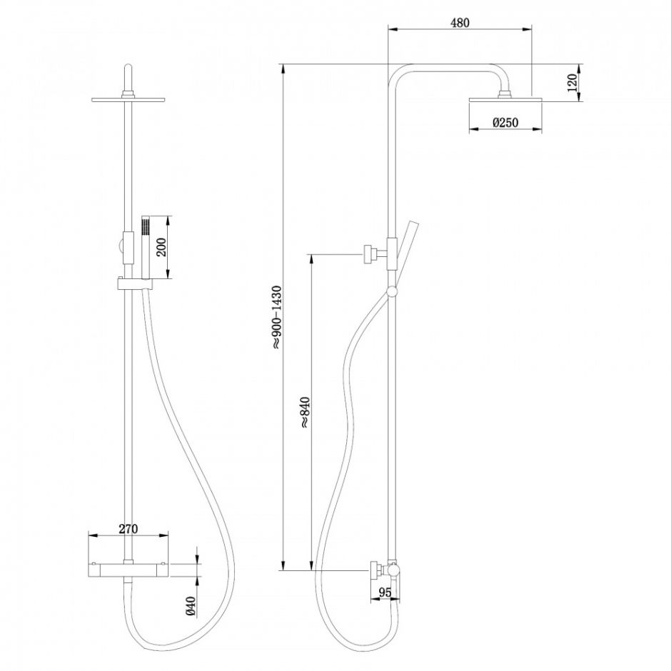 Душевая стойка ABBER Wasser Kreis AF8160NGL с термостатом без излива, никель ФОТО