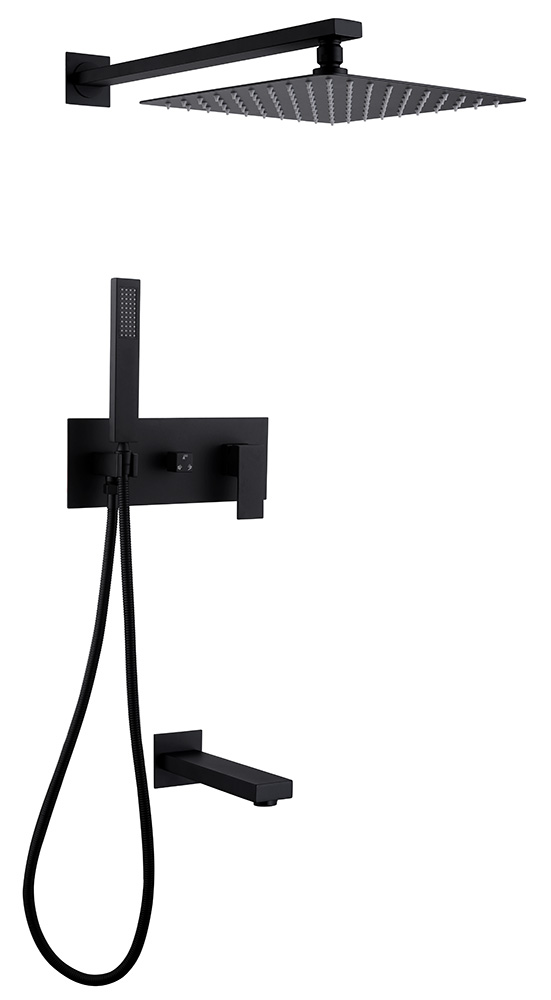 Душевая система ABBER Daheim AF8217B скрытого монтажа с изливом, черная матовая цена от 44 100 ₽ Фото Душевая система ABBER Daheim AF8217B скрытого монтажа с изливом, черная матовая