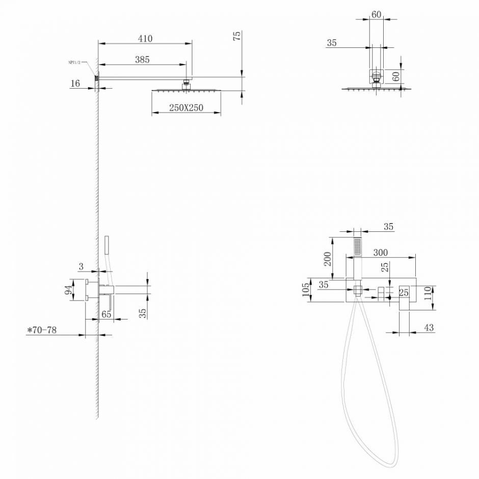 Душевая система ABBER Daheim AF8218W скрытого монтажа без излива, белая матовая ФОТО