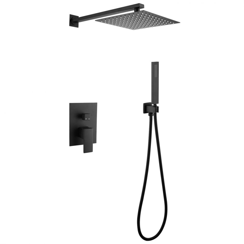 Изображение Душевая система ABBER Daheim AF8219B скрытого монтажа без излива, черная матовая