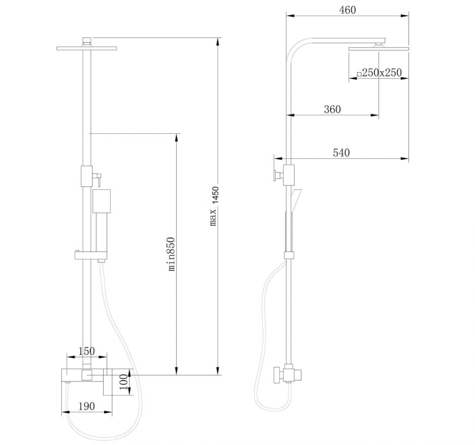 Душевая стойка ABBER Daheim AF8220BL без излива, черный матовый ФОТО