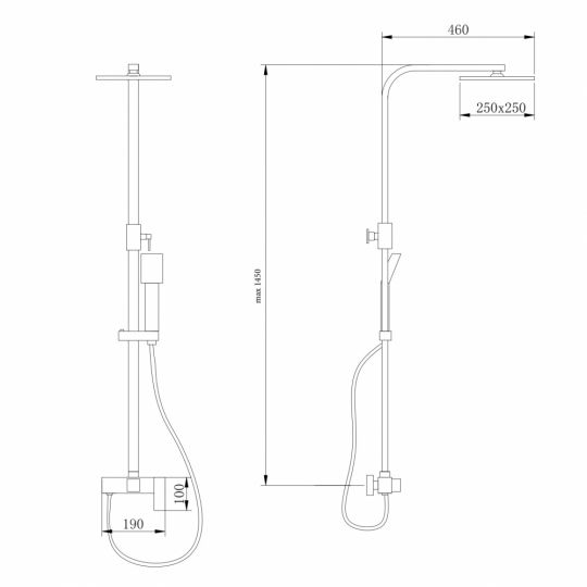 Душевая стойка ABBER Daheim AF8220NGL без излива, никель схема 2
