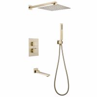 Душевая система ABBER Daheim AF8250G скрытого монтажа с изливом, термостат, золото матовое схема 1