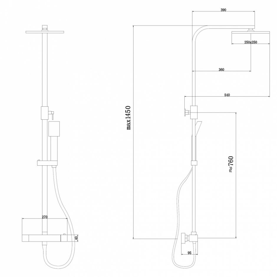 Душевая стойка ABBER Daheim AF8260BL с термостатом без излива, черный матовый ФОТО