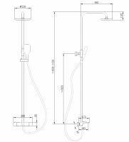 Душевая стойка ABBER Thermostat AF8516B с термостатом и изливом, черная матовая схема 2 Душевая стойка ABBER Thermostat AF8516B с термостатом и изливом, черная матовая схема 2