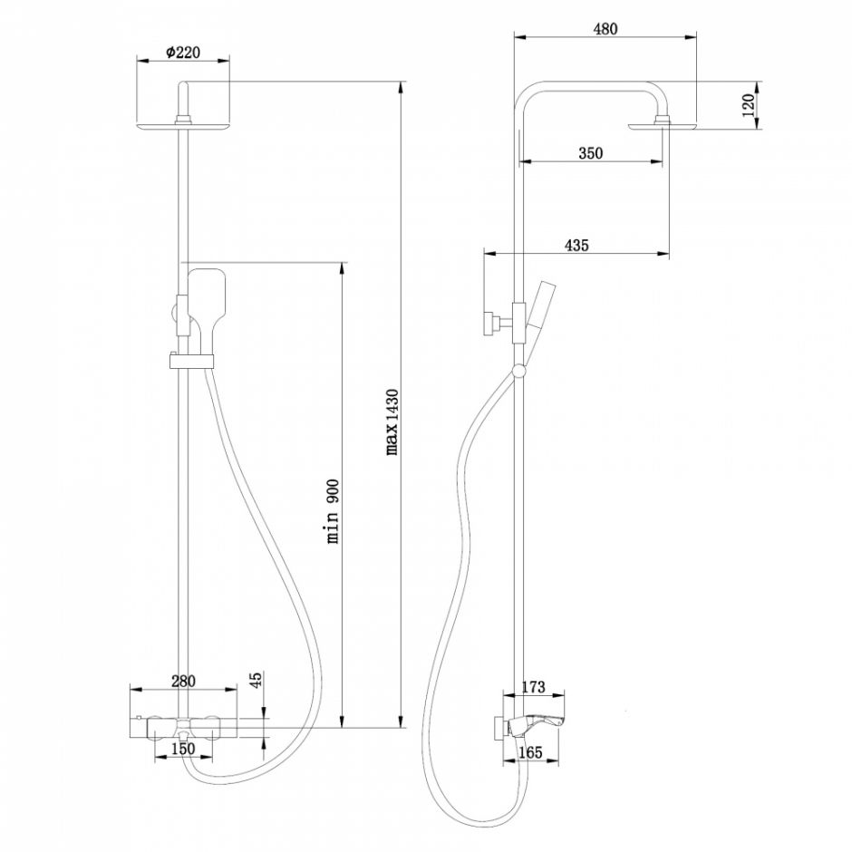 Душевая стойка ABBER Thermostat AF8516GL с термостатом и изливом, золото матовое ФОТО