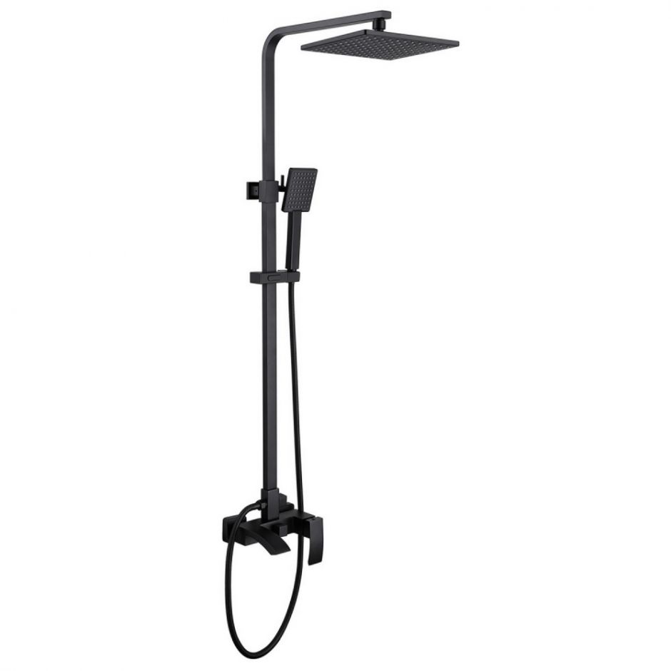 Душевая стойка ABBER Wasserfall AF8616BL с изливом, черный матовый