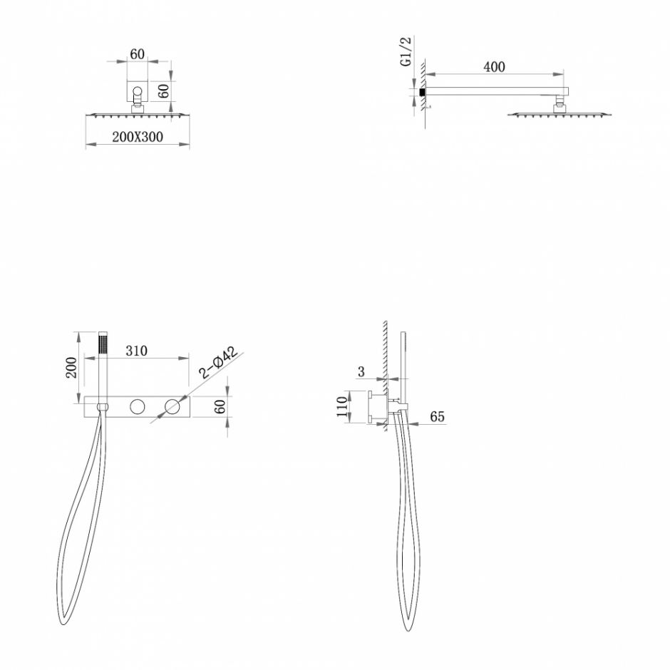 Душевая система ABBER Rund AF8718 скрытого монтажа без излива, хром ФОТО