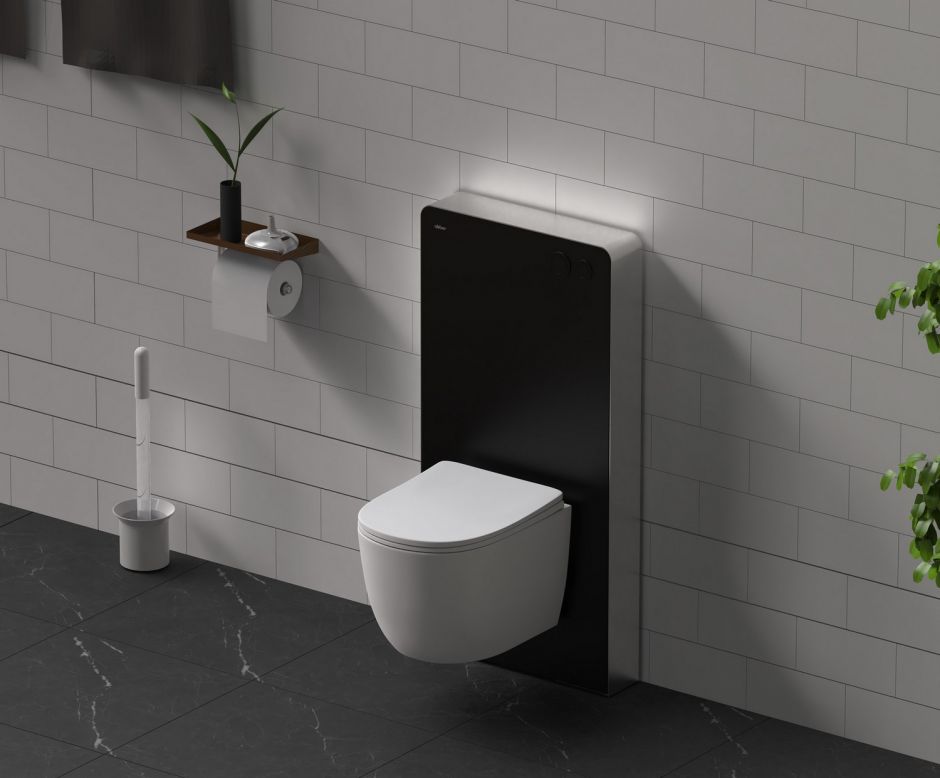 Инсталляционный модуль внешнего монтажа ABBER AC0107MB для подвесного унитаза, черный ФОТО