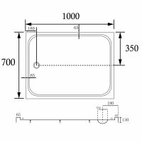 Душевой поддон ABBER AD3C107 100х70 прямоугольный, акриловый, белый схема 2