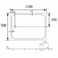 Душевой поддон ABBER AD3C117 110х70 прямоугольный, акриловый, белый схема 2