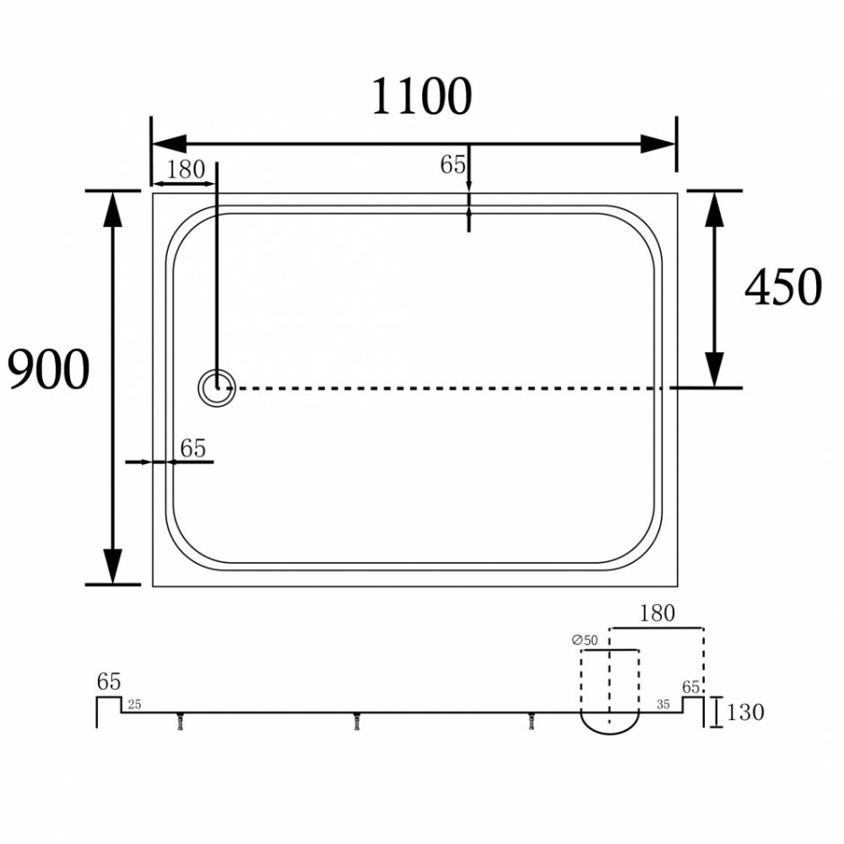 Душевой поддон ABBER AD3C119 110х90 прямоугольный, акриловый, белый ФОТО