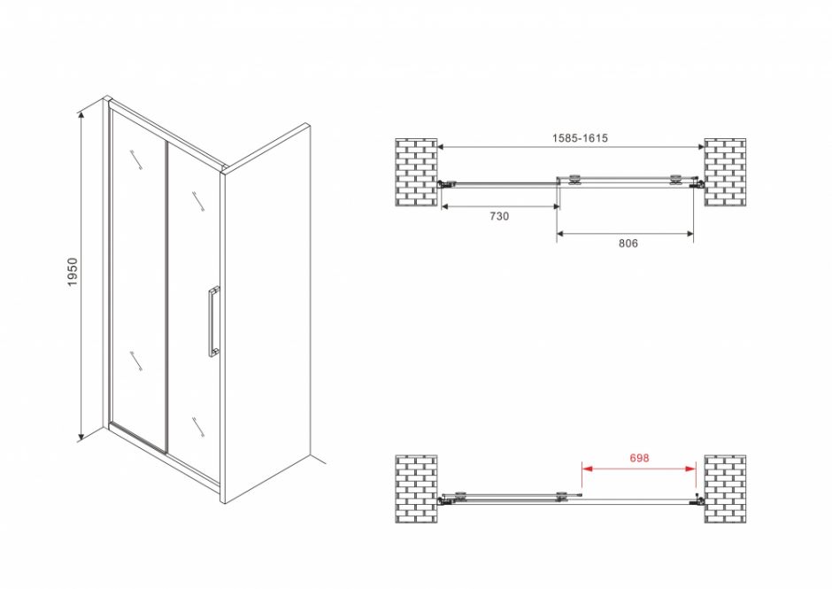 Душевая дверь ABBER Schwarzer Diamant AG30160MH 160 см ФОТО