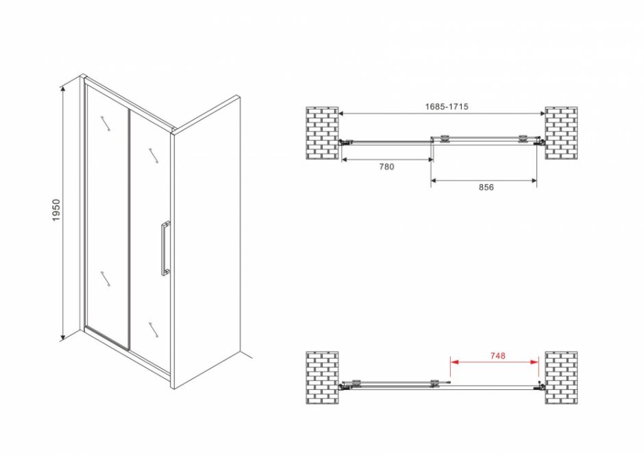 Душевая дверь ABBER Schwarzer Diamant AG30170BMH 170 см ФОТО
