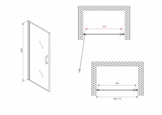 Душевая дверь ABBER Sonnenstrand AG04070 70 см схема 2