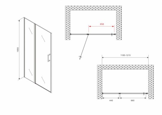 Душевая дверь ABBER Sonnenstrand AG04120MS 120 см схема 2