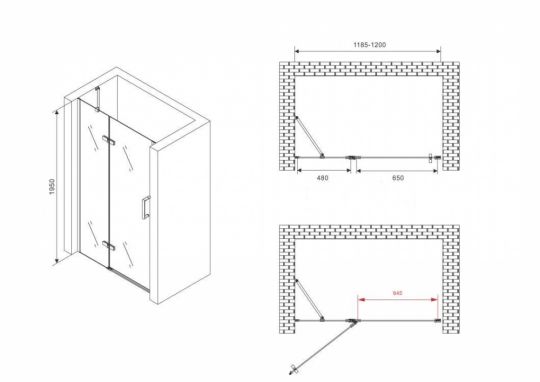 Душевая дверь ABBER Zart AG08120 120 см схема 2