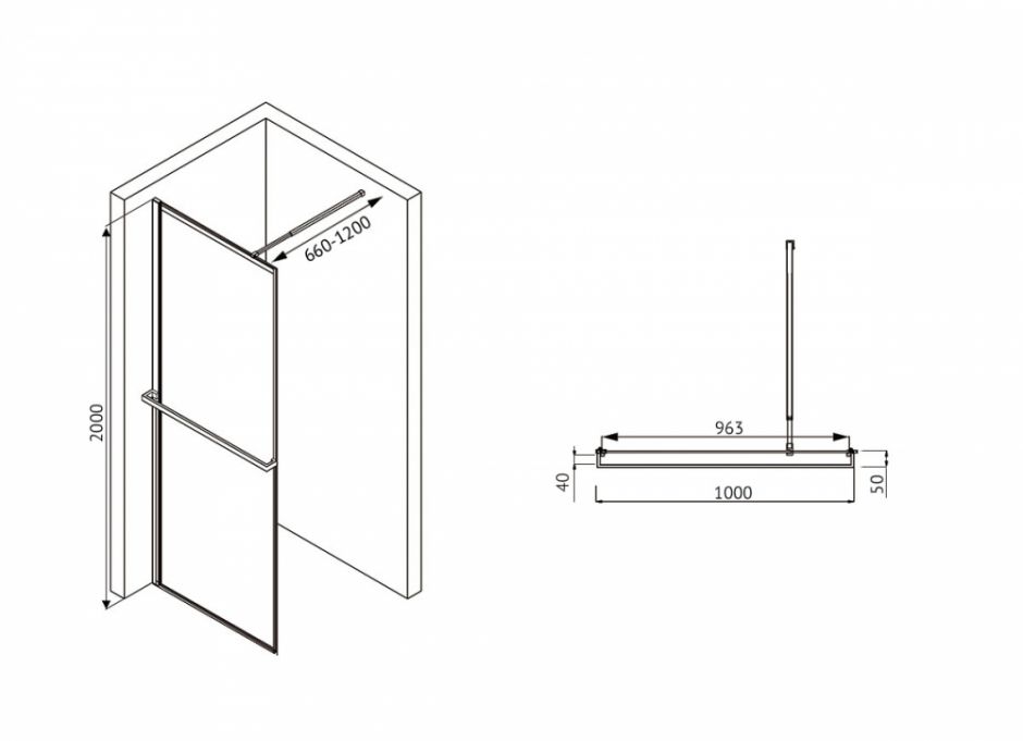 Душевая перегородка ABBER Immer Offen AG60100B8 ФОТО