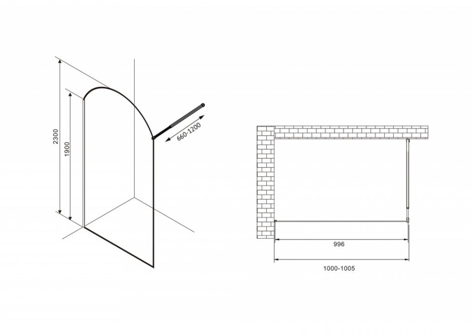 Душевая перегородка ABBER Immer Offen AG64100BN8 ФОТО