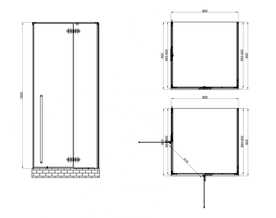 Душевой уголок ABBER Eins AG06099B 90х90 см ФОТО